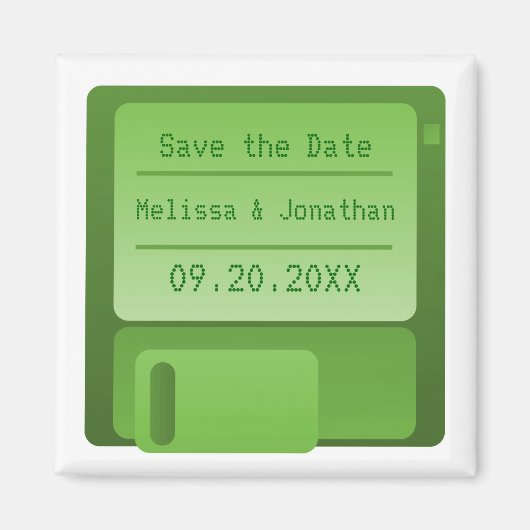 Diskette Speichern Sie das Datumsfenster, Grün Magnet (Vorne)