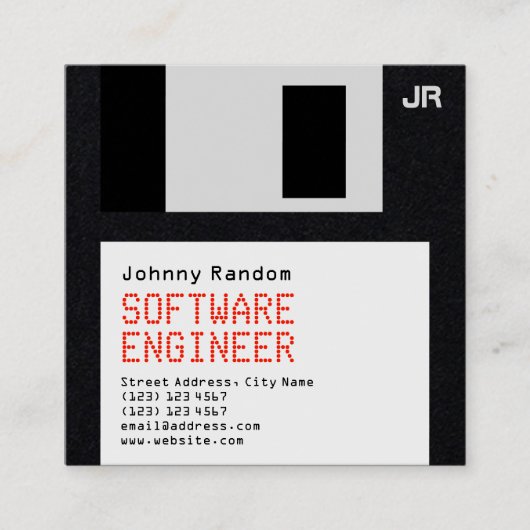 Diskettenlaufwerk schwarz Retro-Technik-Stil Quadratische Visitenkarte (Vorderseite)