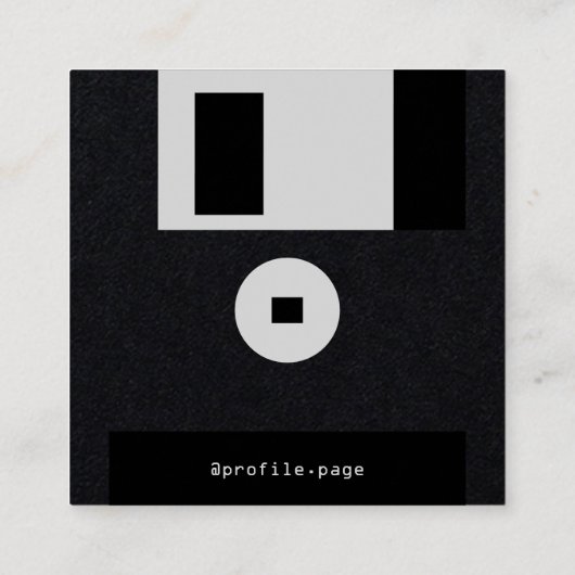 Diskettenlaufwerk schwarz Retro-Technik-Stil Quadratische Visitenkarte (Rückseite)