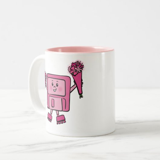 Diskettenlaufwerk-Valentine mit Binärkode für die Zweifarbige Tasse (Vorderseite Links)