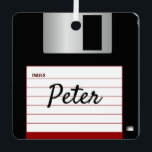 Diskettenrückgabe Computer Metal Square Ornament Aus Metall<br><div class="desc">Vorder- und Rückseite sehen aus wie eine 3, 5"-Diskette. Eine tolle Idee für Computerfreunde,  Programmierer und diejenigen,  die ein wenig Nostalgie schätzen. Personalisieren Sie mit Ihrem Namen!</div>