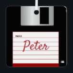 Diskettenrückgabe Computer Metal Square Ornament Aus Metall<br><div class="desc">Vorder- und Rückseite sehen aus wie eine 3, 5"-Diskette. Eine tolle Idee für Computerfreunde,  Programmierer und diejenigen,  die ein wenig Nostalgie schätzen. Personalisieren Sie mit Ihrem Namen!</div>