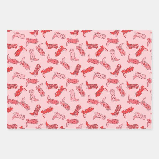 Disko Cowgirl Retro Rosa & Red Wrapping Paper Set Geschenkpapier Set (Vorderseite 3)