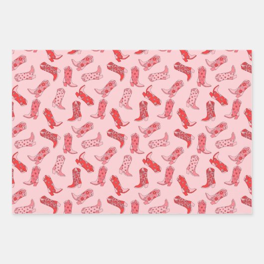 Disko Cowgirl Retro Rosa & Red Wrapping Paper Set Geschenkpapier Set (Vorderseite)