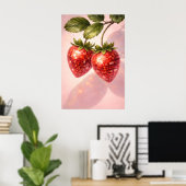 Disko-Erdbeerdruck, Retro-Diskokugel-Frucht Poster (Heimbüro)