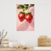 Disko-Erdbeerdruck, Retro-Diskokugel-Frucht Poster (Küche)