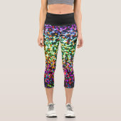 Disko Glitzer Rave Muster Hochgebranntes Capris (Vorderseite)