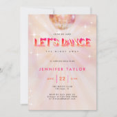 Disko Rosa Retro Red Dance Junggeselinnen-Abschied Einladung (Vorderseite)
