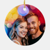 Disko Weihnachten Rosa und Rote Diskothek Foto Keramik Ornament (Hinten)