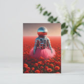 Diskoastronaut auf einem Mohnfeld Postkarte (Stehend Vorderseite)