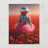 Diskoastronaut auf einem Mohnfeld Postkarte (Vorderseite)