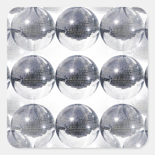 Diskoball Quadratischer Aufkleber (Vorderseite)