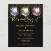 Diskobälle Glitzer Goldene Hochzeitseinladung (Vorderseite)