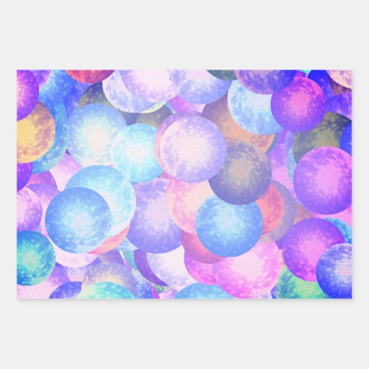 Diskobälle in pastellfarbenen Regenbogenfarben - 3 Geschenkpapier Set (Vorderseite 2)