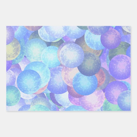 Diskobälle in pastellfarbenen Regenbogenfarben - 3 Geschenkpapier Set (Vorderseite)