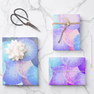 Diskobälle in pastellfarbenen Regenbogenfarben - 3 Geschenkpapier Set