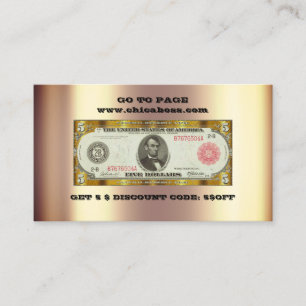 Diskont Business Card 5$ Gold QR Code einfügen Visitenkarte