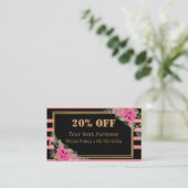 Diskontkarte für moderne Streifen floral QR Code Rabattkarte (Stehend Vorderseite)