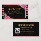 Diskontkarte für moderne Streifen floral QR Code Rabattkarte (Vorne/Hinten)