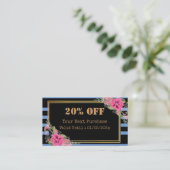 Diskontkarte für moderne Streifen floral QR Code Rabattkarte (Stehend Vorderseite)