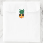 Diskothek, Ananas von Pickleball Runder Aufkleber (Tasche)