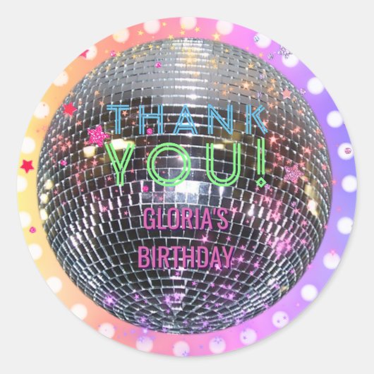 Diskothek Ball Dance Birthday Retro 70er Disco Par Runder Aufkleber (Vorderseite)