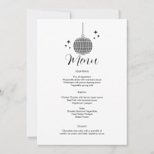 Diskothek Ball Dinner Menü Einladung