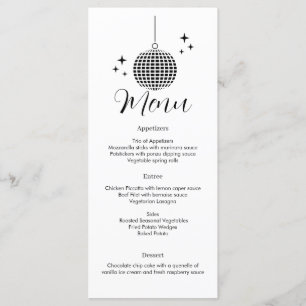 Diskothek Ball Dinner Menü Menükarte