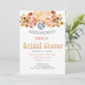 Diskothek Ball Floral Orange Pink Brautparty Einladung (Stehend Vorderseite)