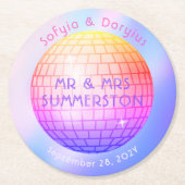 Diskothek Ball Hot Pink Orange Lila Personalisiert Runder Pappuntersetzer (Vorderseite)