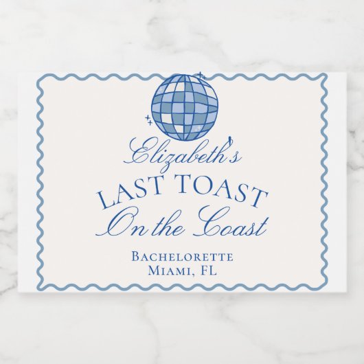 Diskothek Ball Last Toast on Coast Schaumweinetikett (Einzelnes Label)