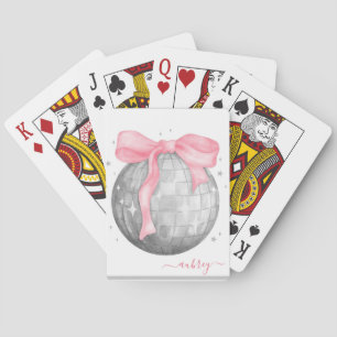 Diskothek Ball mit rosa Bow Design personalisiert Spielkarten