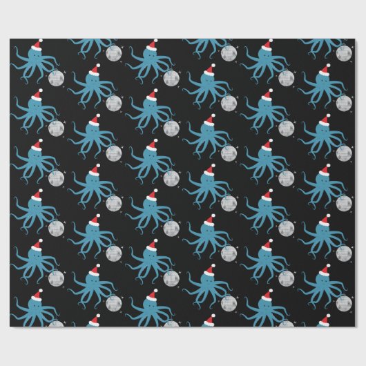 Diskothek Ball Octopus Weihnachtsmannmütze Weihnac Geschenkpapier (Flach)