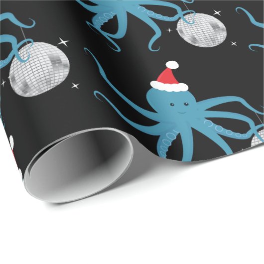 Diskothek Ball Octopus Weihnachtsmannmütze Weihnac Geschenkpapier (Rolleneckpunkt)