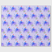 Diskothek Ball Octopus Weihnachtsmannmütze Weihnac Geschenkpapier (Flach)