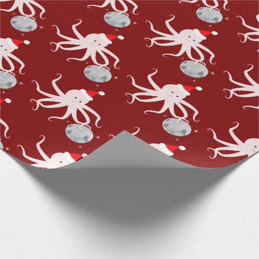 Diskothek Ball Pink Octopus Weihnachtsmannmütze We Geschenkpapier (Ecke)