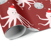 Diskothek Ball Pink Octopus Weihnachtsmannmütze We Geschenkpapier (Rolleneckpunkt)