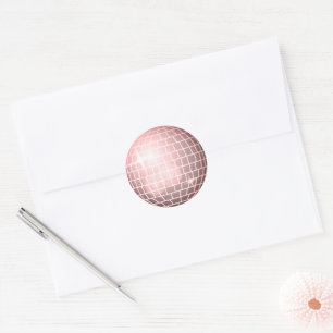 Diskothek Ball Retro 70er Champagne Pink Umschlag  Runder Aufkleber