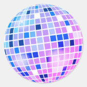Diskothek Ball Retro 70er Pink Blue Umschlag Aufkl Runder Aufkleber (Vorderseite)