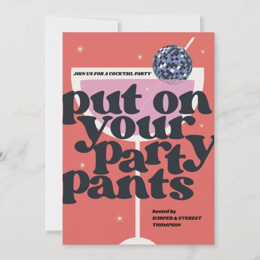 Diskothek Ball Retro Cocktail Party Einladung (Vorderseite)