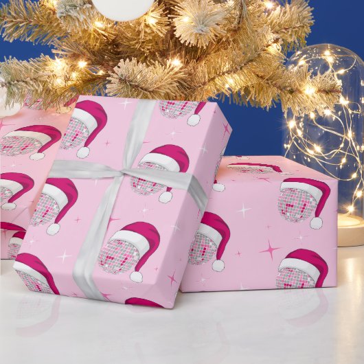 Diskothek Ball Weihnachtsmannmütze Rosa Wrapping P Geschenkpapier (Feiertage)