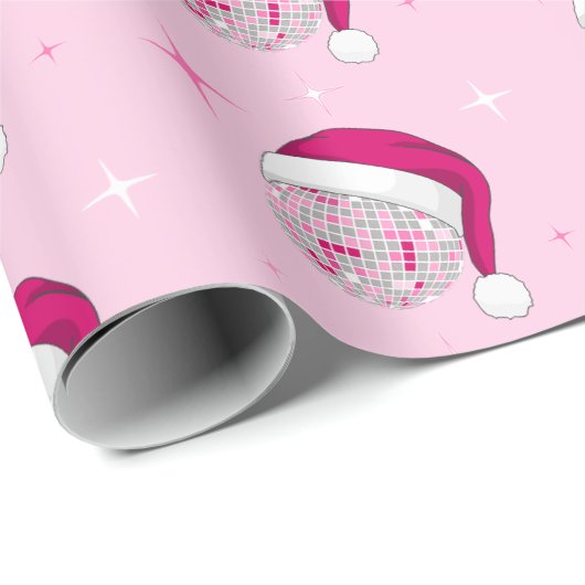 Diskothek Ball Weihnachtsmannmütze Rosa Wrapping P Geschenkpapier (Rolleneckpunkt)