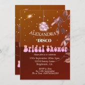 Diskothek Burnt Orange Brown Floral Brautparty Einladung (Vorne/Hinten)