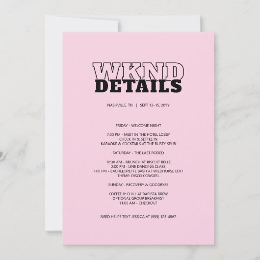 Diskothek Cowgirl Junggeselinnen-Abschied Einladung (Rückseite)