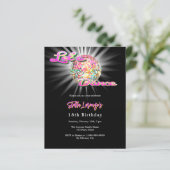 Diskothek Dance Party Rosa Geburtstagseinladung (Stehend Vorderseite)