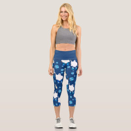Diskothek halloween african ghost blue capri leggings