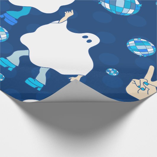 Diskothek halloween african ghost blue geschenkpapier (Ecke)