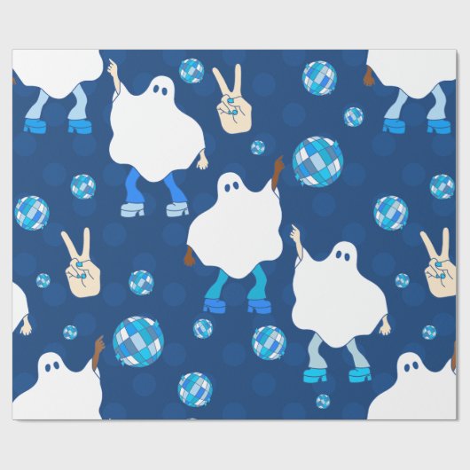 Diskothek halloween african ghost blue geschenkpapier (Flach)