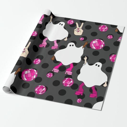 Diskothek halloween african ghost pink geschenkpapier (Ungerollt)