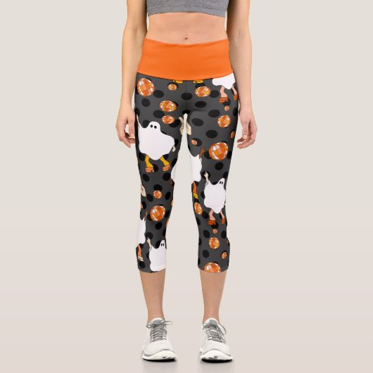 Diskothek halloween afrikanische Geisterorange Capri Leggings (Vorderseite)